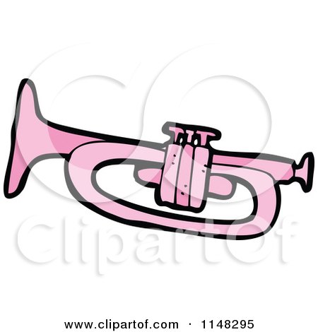 Cartoon of a Pink Trumpet - Royalty Free Vector Clipart by lineartestpilot