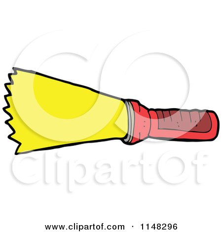 Cartoon of a Shining Flashlight - Royalty Free Vector Clipart by lineartestpilot