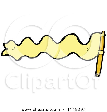 Cartoon of a Waving Yellow Ribbon Flag - Royalty Free Vector Clipart by lineartestpilot