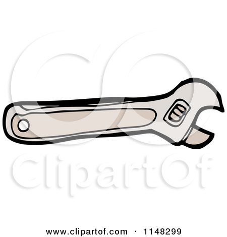 Cartoon of a Wrench - Royalty Free Vector Clipart by lineartestpilot