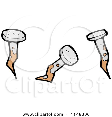 Cartoon of Bent Nails - Royalty Free Vector Clipart by lineartestpilot