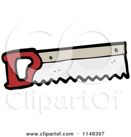Cartoon of a Hand Saw - Royalty Free Vector Clipart by lineartestpilot