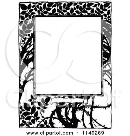 Clipart of a Retro Vintage Black and White Thorn Border - Royalty Free Vector Illustration by Prawny Vintage
