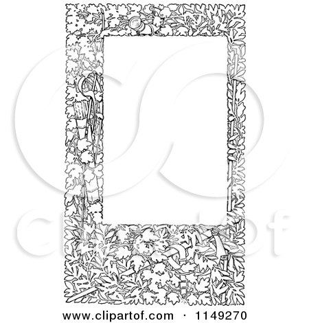 Clipart of a Retro Vintage Black and White Leafy Frame - Royalty Free Vector Illustration by Prawny Vintage