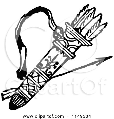 Clipart of a Retro Vintage Black and White Archery Quiver ...