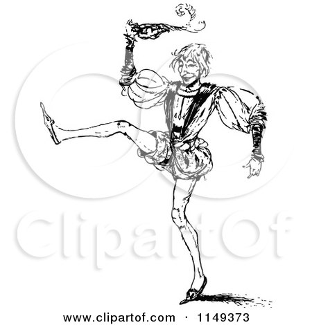 Clipart of a Retro Vintage Black and White Jovial Man - Royalty Free Vector Illustration by Prawny Vintage