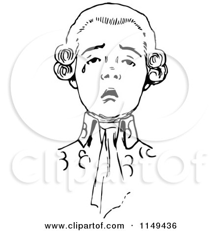 Clipart of a Retro Vintage Black and White Crying Young Man - Royalty Free Vector Illustration by Prawny Vintage