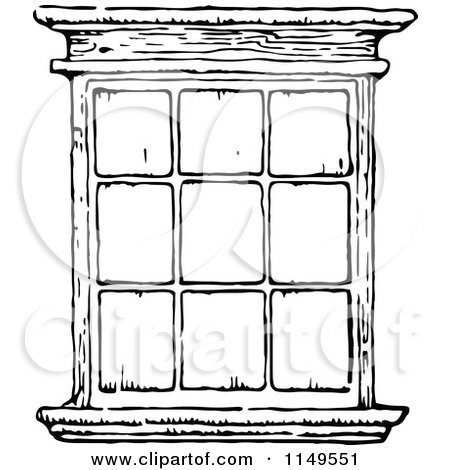 Clipart of a Retro Vintage Black and White Window - Royalty Free Vector Illustration by Prawny Vintage