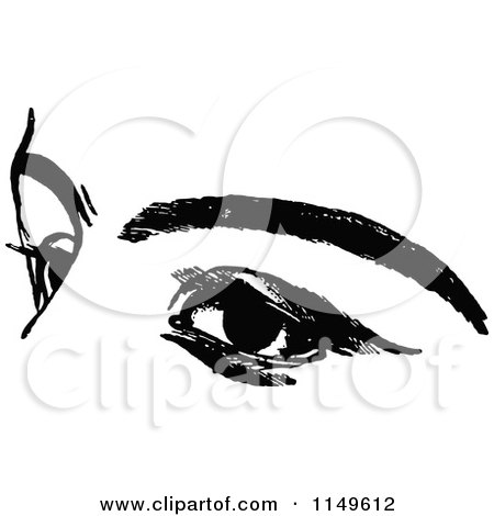 Clipart of a Retro Vintage Black and White Womans Eyes - Royalty Free Vector Illustration by Prawny Vintage