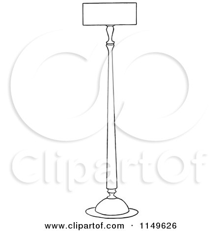 Clipart of a Retro Vintage Black and White Floor Lamp - Royalty Free Vector Illustration by Prawny Vintage