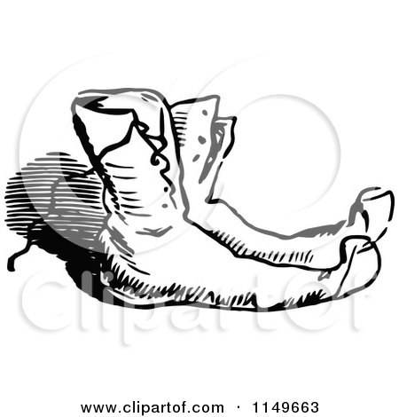 Clipart of a Retro Vintage Black and White Pair of Boots - Royalty Free Vector Illustration by Prawny Vintage