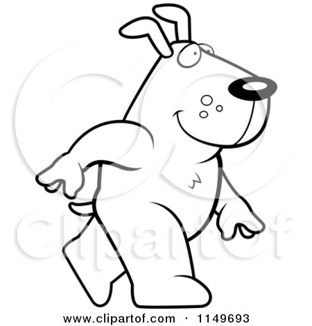 Cartoon Clipart Of A Black And White Dog Walking Upright - Vector Outlined Coloring Page by Cory Thoman