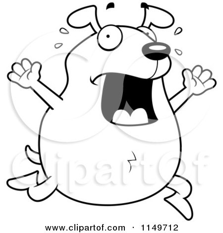 Cartoon Clipart Of A Black And White Stressed Dog Freaking out - Vector Outlined Coloring Page by Cory Thoman