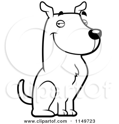 Cartoon Clipart Of A Black And White Handsome Show Dog - Vector Outlined Coloring Page by Cory Thoman