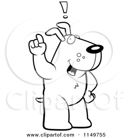 Cartoon Clipart Of A Black And White Dog Exclaiming - Vector Outlined Coloring Page by Cory Thoman