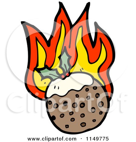 Cartoon of a Christmas Plum Pudding - Royalty Free Vector Clipart by lineartestpilot