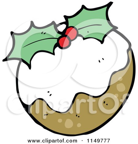 Cartoon of Christmas Plum Pudding - Royalty Free Vector Clipart by lineartestpilot