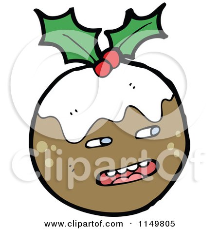 Cartoon of a Christmas Pudding Mascot - Royalty Free Vector Clipart by lineartestpilot