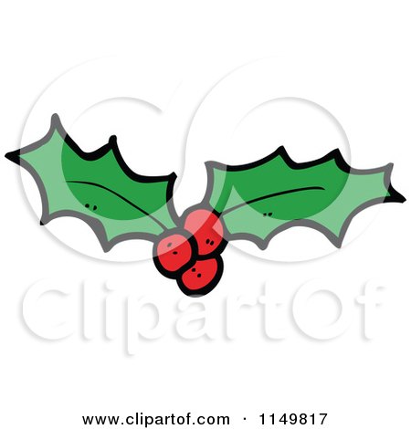 Cartoon of Christmas Holly - Royalty Free Vector Clipart by lineartestpilot