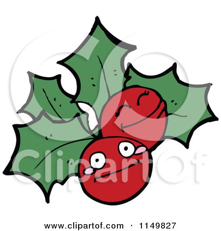 Cartoon of a Christmas Holly Berry Mascot - Royalty Free Vector Clipart by lineartestpilot