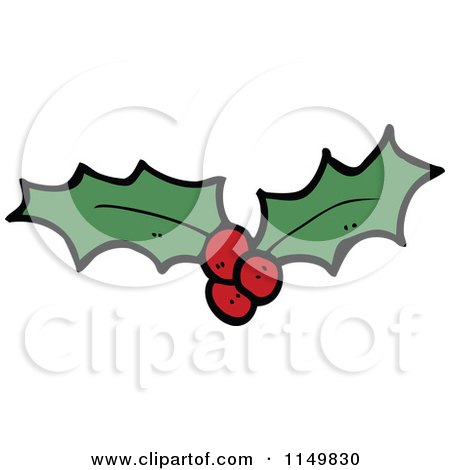 Cartoon of Christmas Holly - Royalty Free Vector Clipart by lineartestpilot