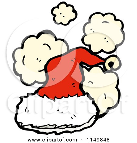 Cartoon of a Red Christmas Santa Hat - Royalty Free Vector Clipart by lineartestpilot