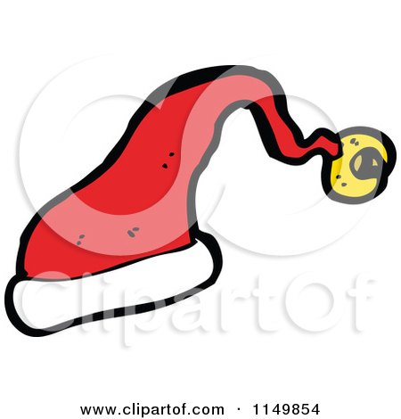 Cartoon of a Red Christmas Santa Hat - Royalty Free Vector Clipart by lineartestpilot