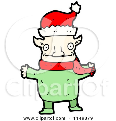 Cartoon of a Christmas Elf - Royalty Free Vector Clipart by lineartestpilot