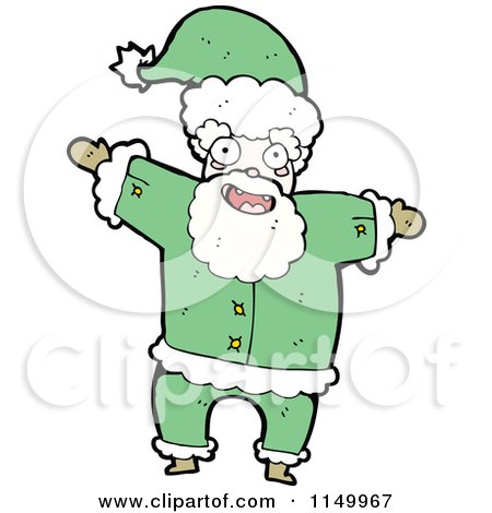 Cartoon of a Green Santa - Royalty Free Vector Clipart by lineartestpilot