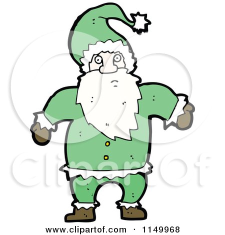 Cartoon of a Green Santa - Royalty Free Vector Clipart by lineartestpilot