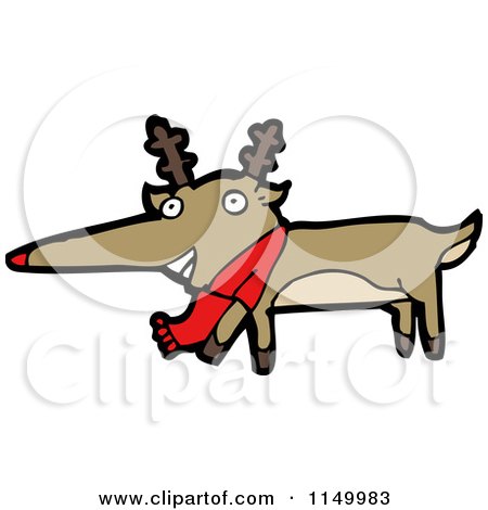 Cartoon of a Christmas Reindeer - Royalty Free Vector Clipart by lineartestpilot