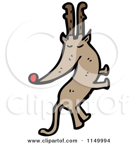 Cartoon of a Christmas Reindeer - Royalty Free Vector Clipart by lineartestpilot