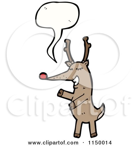 Cartoon of a Thinking Christmas Reindeer - Royalty Free Vector Clipart by lineartestpilot