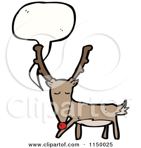Cartoon of a Thinking Christmas Reindeer - Royalty Free Vector Clipart by lineartestpilot
