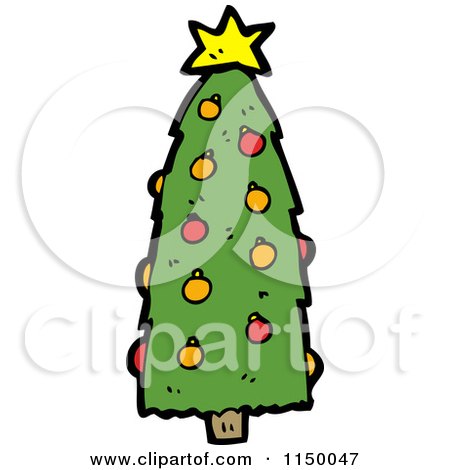 Cartoon of a Christmas Tree - Royalty Free Vector Clipart by lineartestpilot