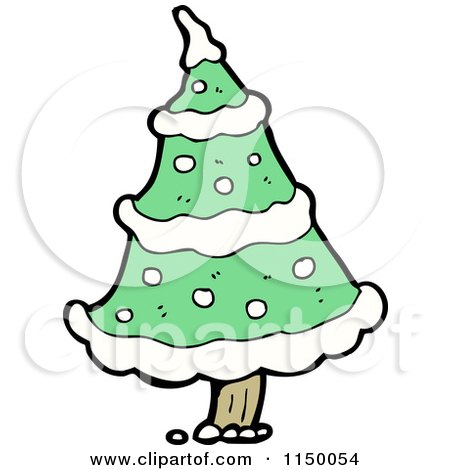Cartoon of a Christmas Tree - Royalty Free Vector Clipart by lineartestpilot