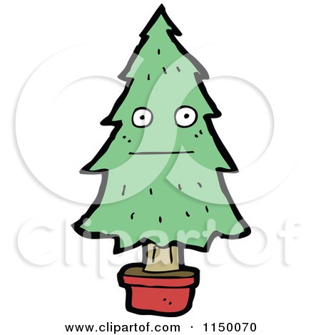 Cartoon of a Christmas Tree Mascot - Royalty Free Vector Clipart by lineartestpilot