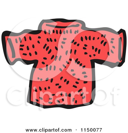 Cartoon of a Red Christmas Sweater - Royalty Free Vector Clipart by lineartestpilot
