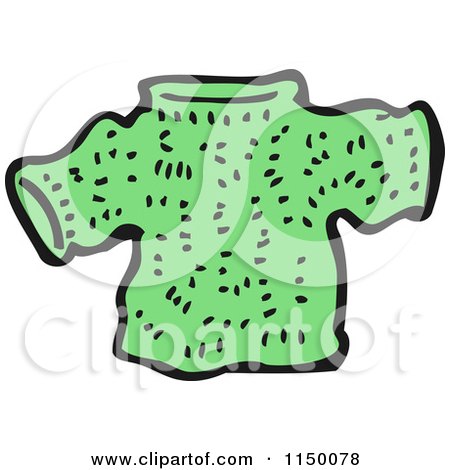 Cartoon of a Green Christmas Sweater - Royalty Free Vector Clipart by lineartestpilot