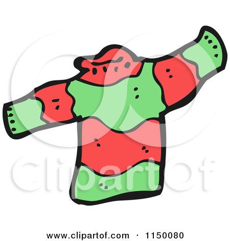 Cartoon of a Red and Green Christmas Sweater - Royalty Free Vector Clipart by lineartestpilot