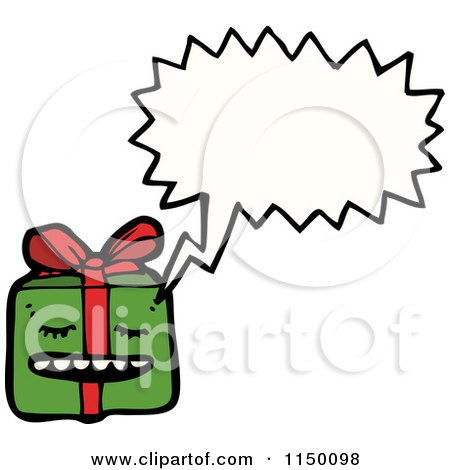 Cartoon of a Thinking Christmas Gift - Royalty Free Vector Clipart by lineartestpilot
