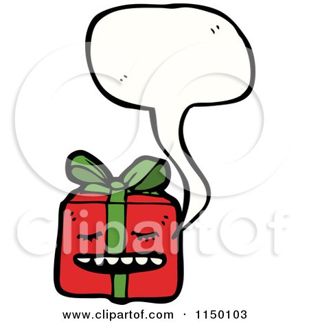 Cartoon of a Thinking Christmas Gift - Royalty Free Vector Clipart by lineartestpilot