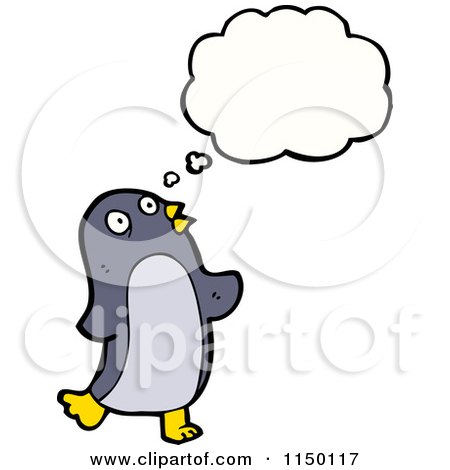 Cartoon of a Thinking Penguin - Royalty Free Vector Clipart by lineartestpilot