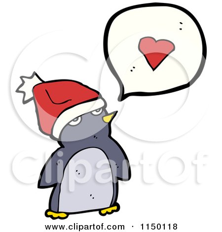 Cartoon of a Penguin Thinking About Love - Royalty Free Vector Clipart by lineartestpilot