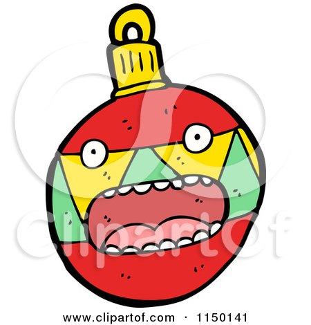 Cartoon of a Christmas Bauble Ornament Mascot - Royalty Free Vector Clipart by lineartestpilot