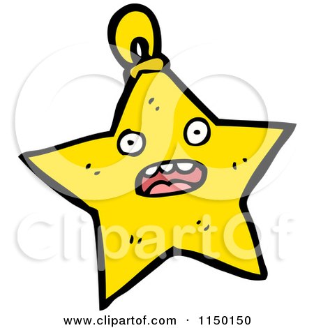 Cartoon of a Star Christmas Bauble Ornament Mascot - Royalty Free Vector Clipart by lineartestpilot