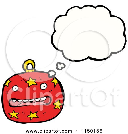 Cartoon of a Thinking Christmas Bauble Ornament Mascot - Royalty Free Vector Clipart by lineartestpilot