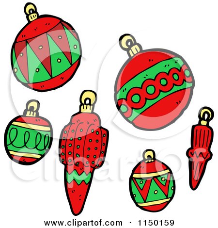 Cartoon of Christmas Bauble Ornaments - Royalty Free Vector Clipart by lineartestpilot