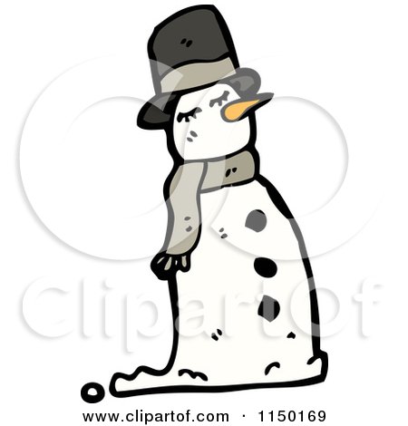 Cartoon of a Christmas Snowman - Royalty Free Vector Clipart by lineartestpilot