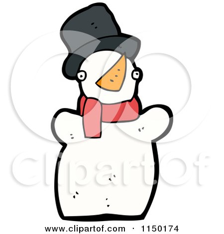Cartoon of a Winter Christmas Snowman - Royalty Free Vector Clipart by lineartestpilot